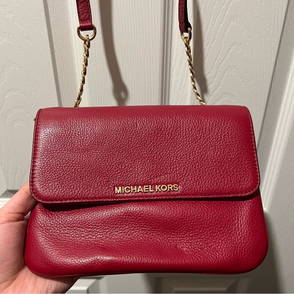 Red Michael Kors Leather Crossbody Purse